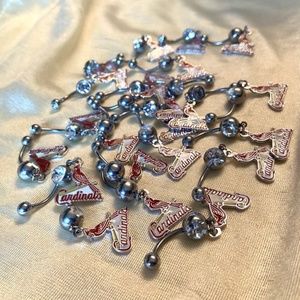 2/$25 St. Louis Cardinals 14g Belly Ring NEW